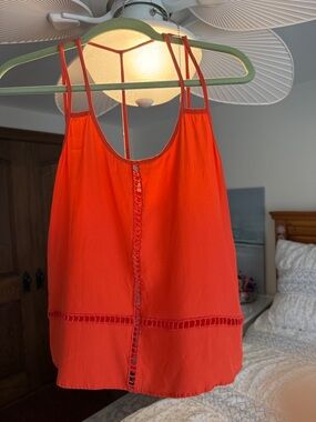 Parker Orange Silk Tank Top Size S Sleeveless Strappy Blouse